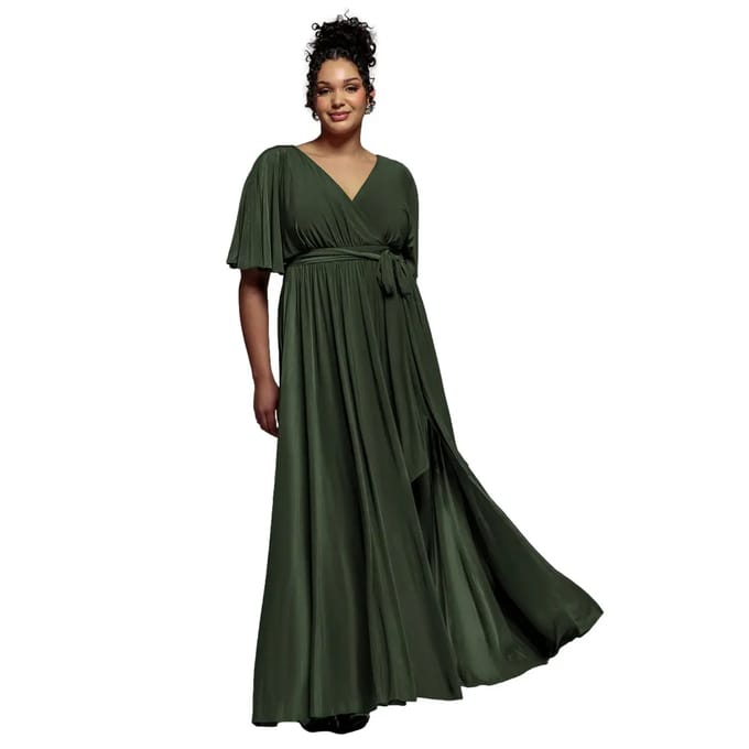 Vrouwenwrapjurk met vleugelmouwen Goddiva Maxi