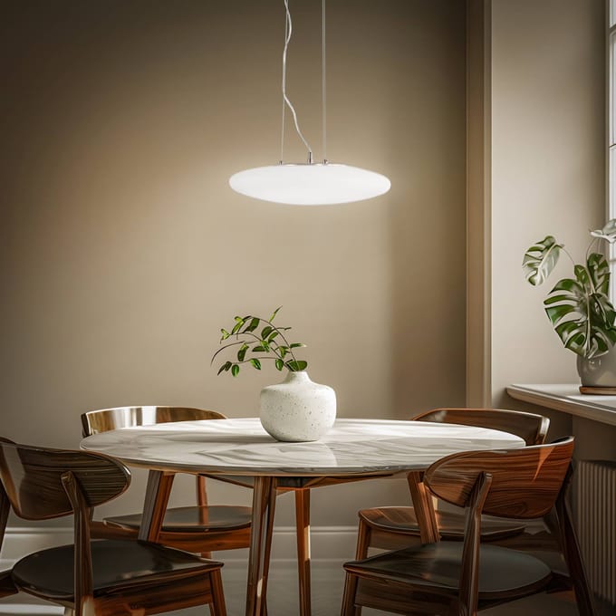 Lindby LED hanglamp Gunda, wit, glas, Ø 47 cm, dimbaar