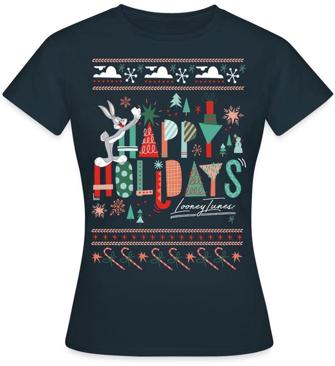 Looney Tunes Prettige Feestdagen Kerstmis T-Shirt Dames