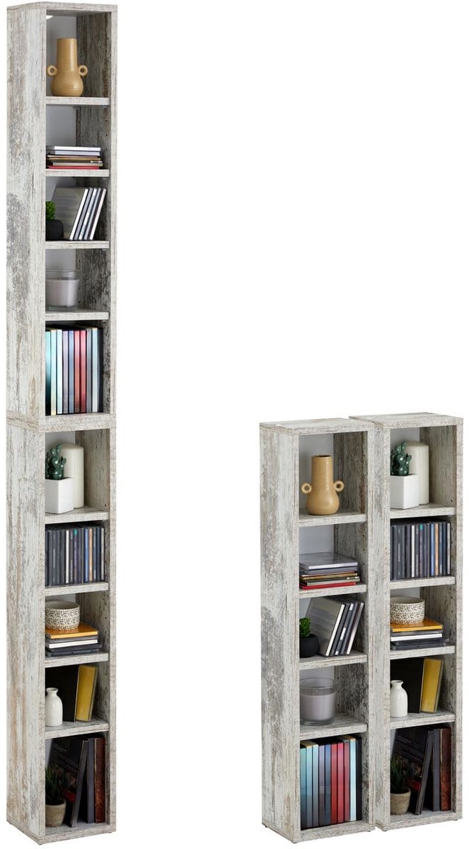 CD-/DVD-rek CHART met 10 vakken in shabby chic-stijl