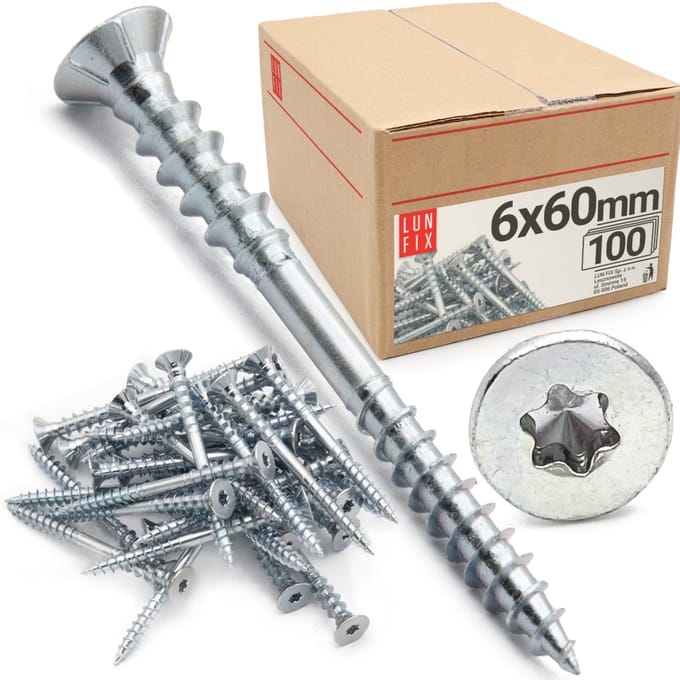 Afstandsschroeven 6x60 mm - 100 stuks - Verzinkt - Afstelbouten