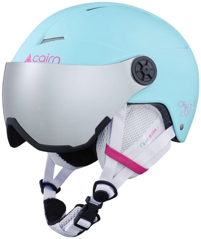 Cairn Kinder Skihelm met Vizier - Orbit Visor - Turquoise Neon Pink - Maat 48/50