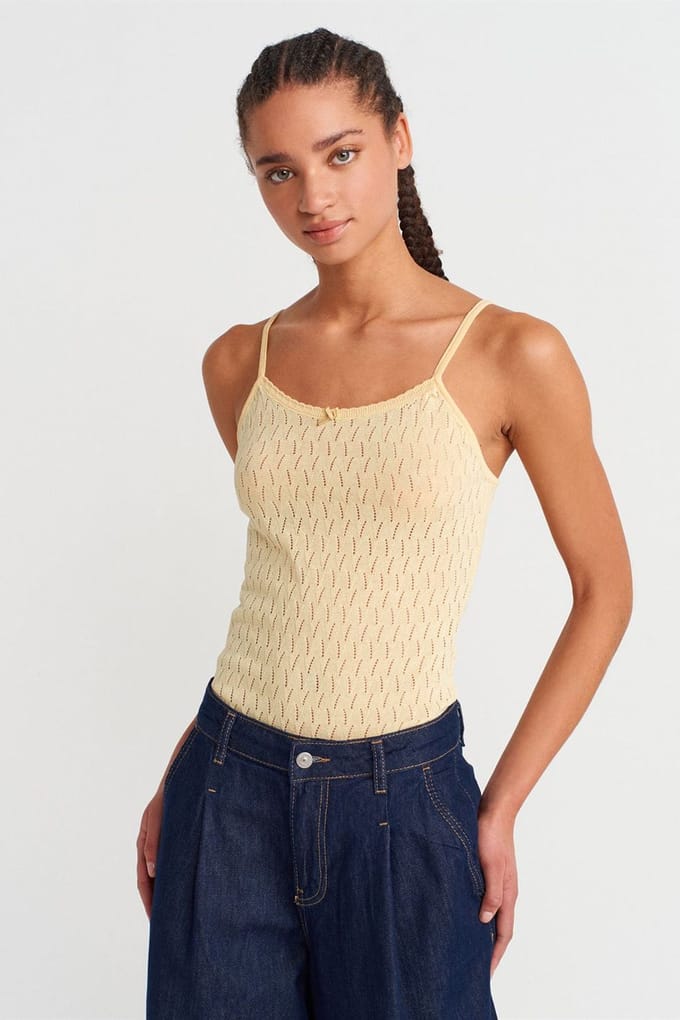 Gestructureerde Crop Cami Blouse met Strikdetail