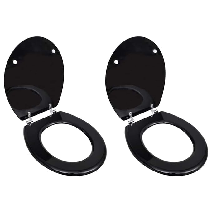 vidaXL - Toiletbrillen - met - deksels - 2 - st - MDF - zwart