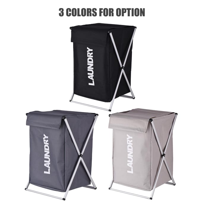 Wasmand Kledingmand Organizer Sorteerder Opbergruimte Opvouwbaar met Deksel Handvat Aluminium Frame