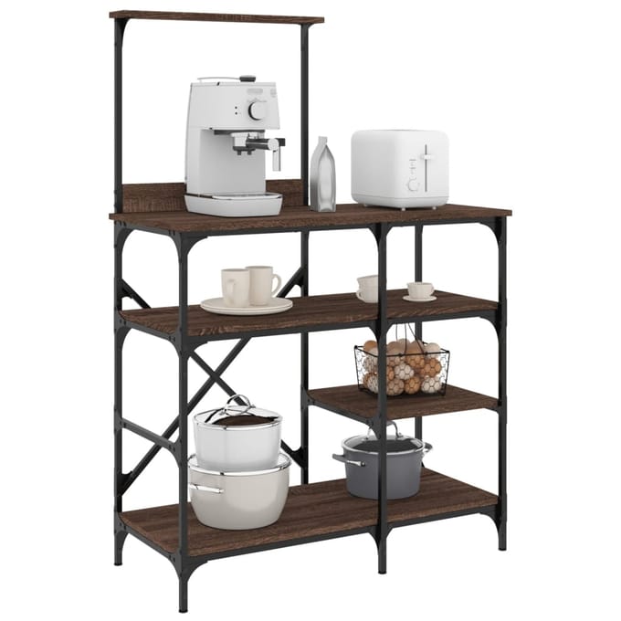 vidaXL - Bakkersrek - 90x40x132 - cm - bewerkt - hout - en - metaal - bruin - eikenkleur