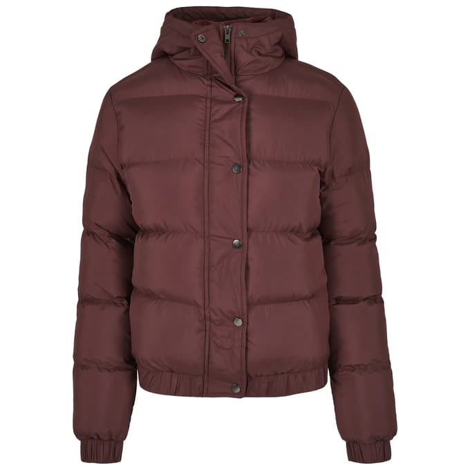 Urban Classics - Hooded Puffer winterjas - M - Bordeaux rood