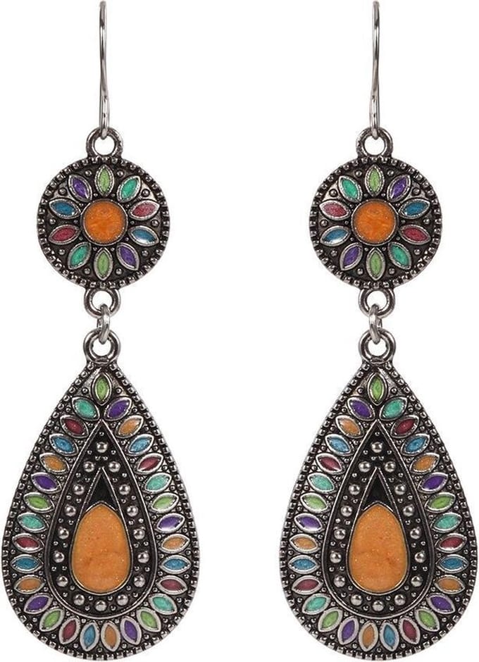 Fako Bijoux® - Oorbellen - Bohemian - Druppel - Roze/Paars