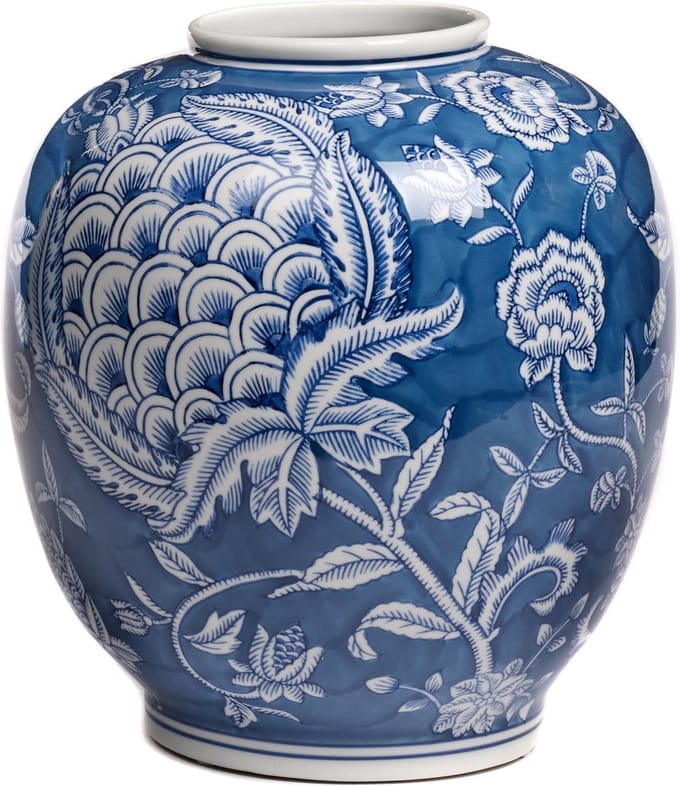 Goodwill Vaas Porselein Blauw-Wit H 29 cm