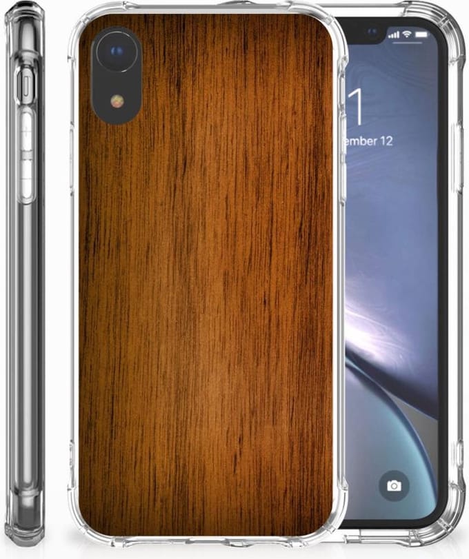 Apple iPhone Xr Stevig Telefoonhoesje Donker Hout