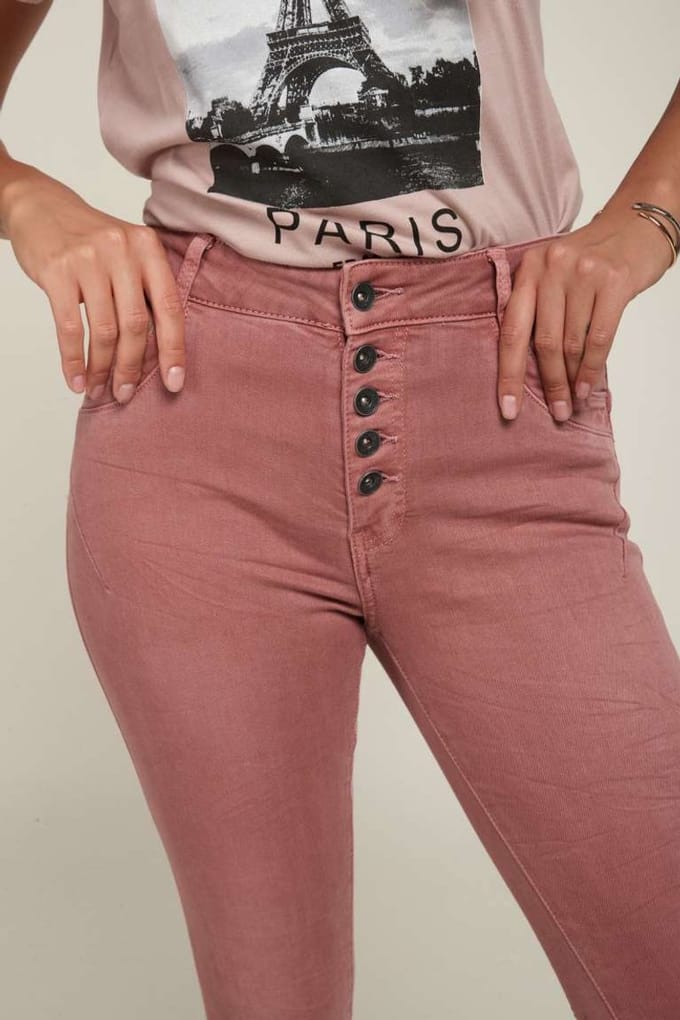 Broek Toxik3 5 button slim fit oud roze