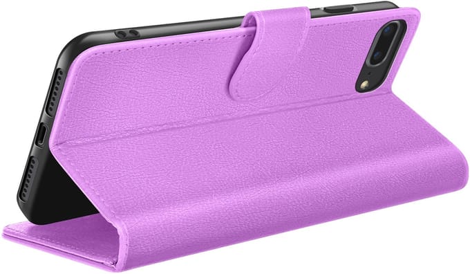 Zanae, Hoesje geschikt voor iPhone 8 Plus / 7 Plus - Wallet Case & Magneetsluiting, Paars
