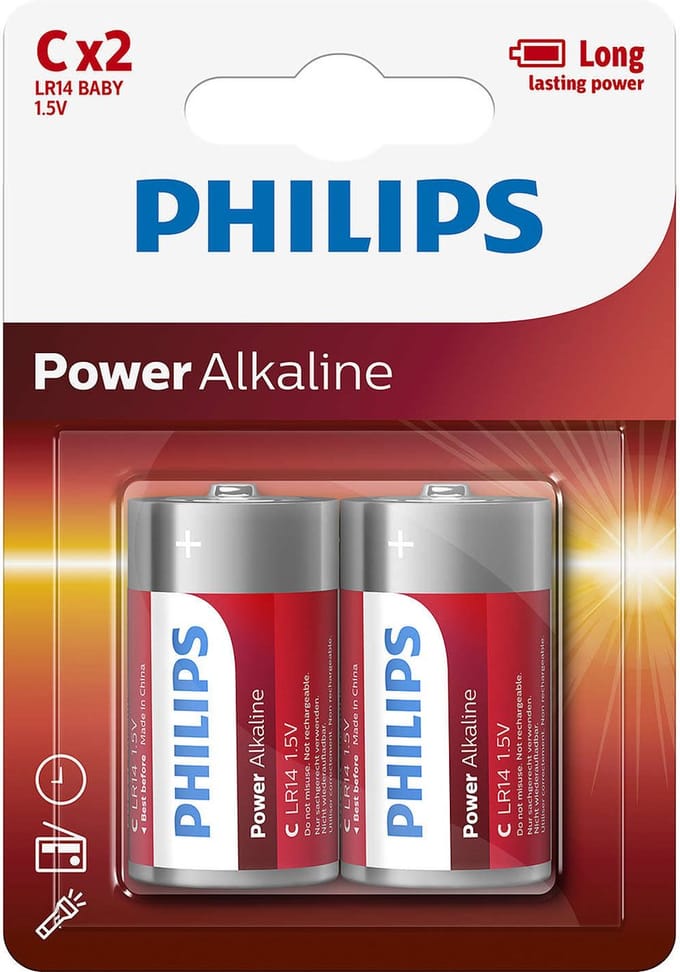 2 Stuks (1 blister a 2st) - Philips Power C/LR14 alkalinebatterij