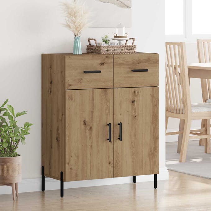vidaXL - Dressoir - Artisan - Eiken - 69,5 - x - 34 - x - 90 - cm - Bewerkt - hout