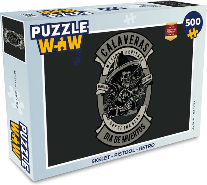 Puzzel Skelet - Pistool - Retro - Legpuzzel - Puzzel 500 stukjes