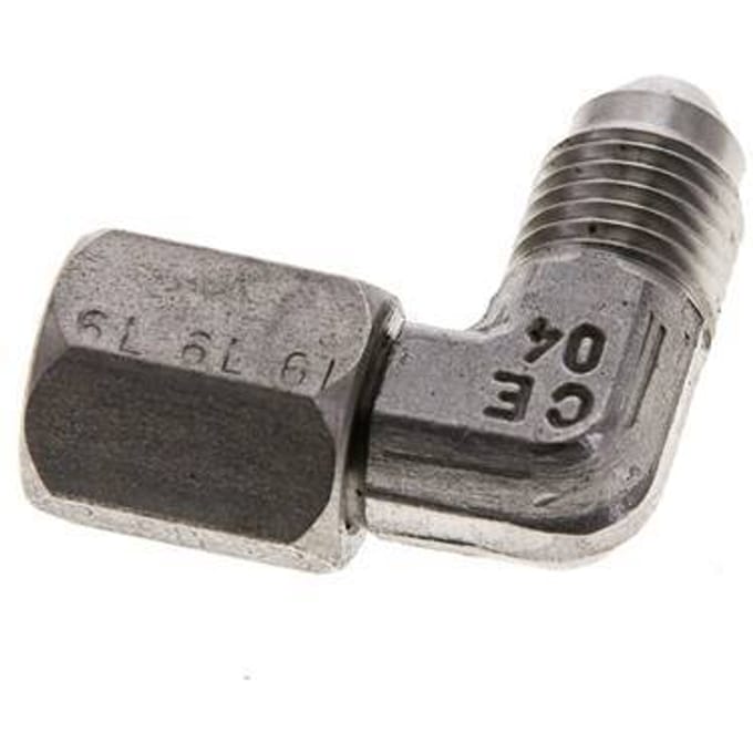 90Graden JIC Hoekfitting UNF 7/16''-20 Manlijk X Vrouwelijk RVS 310Bar (4355.5Psi)