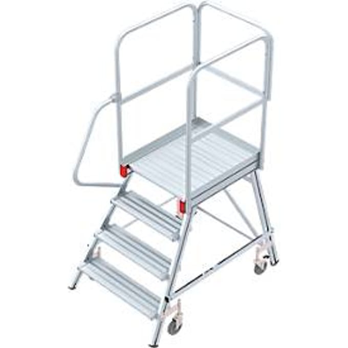 Aluminium platform met wielen, eenzijdig, 4 treden