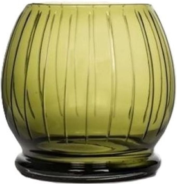 Dbt Vaas-Waxinelichthouder Glas-Olive Groen D 30 cm H 28 cm