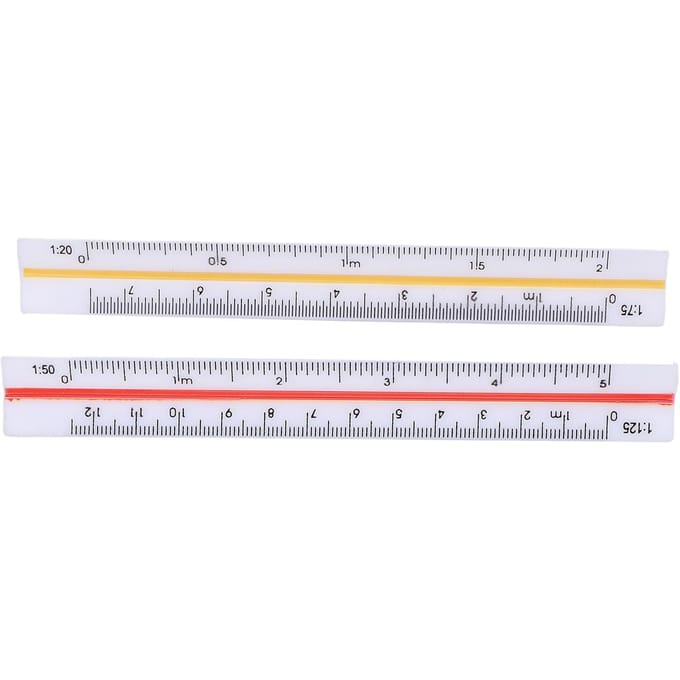 2 Stuks Architectonische Liniaal Set Plastic Kleine Schaal Zak Mini voor Ingenieur Architecten Engineering white