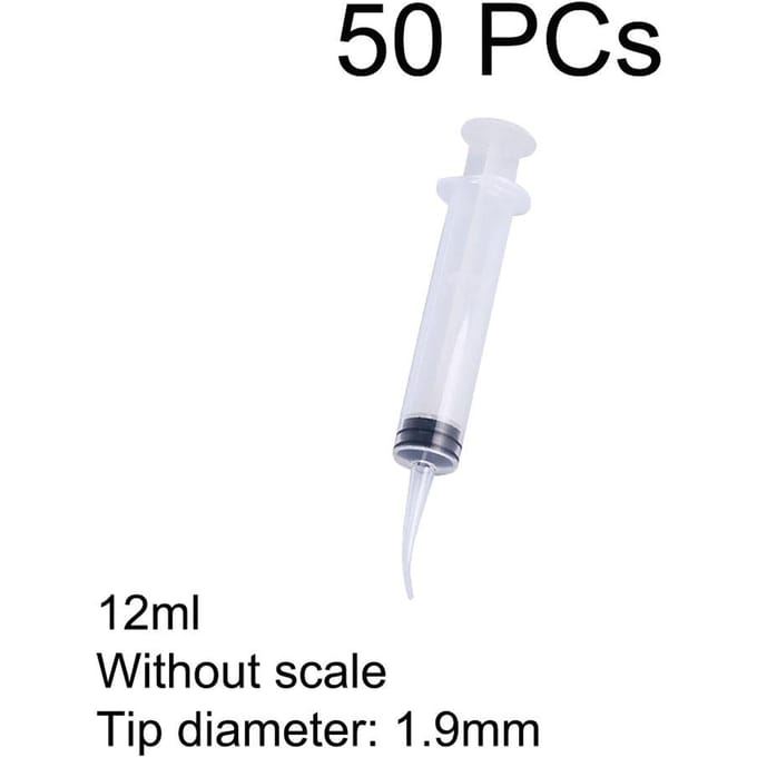 50 Stuks Disposable Tandheelkundige Irrigatiespuit Gebogen Tip 12ml Tandarts Gebruik Tip Diameter 1,9mm Tandheelkunde Materiaal