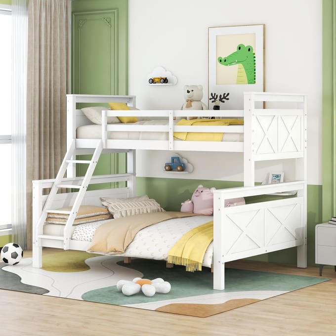REDOM Stapelbed – Boven 90x200 cm, onder 140x200 cm – Deelbaar tot 2 losse bedden – Wit
