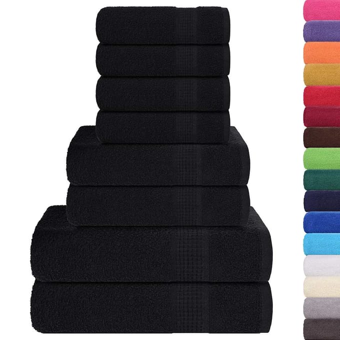 vidaXL - 8-delige - Handdoekenset - FROGN - 360 - g/m² - zwart