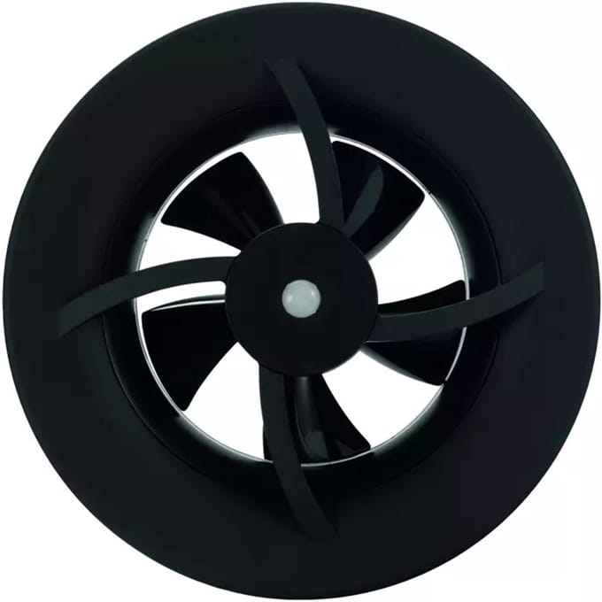 Solara badkamerventilator met heat mover - 100 mm diameter - mat Zwart