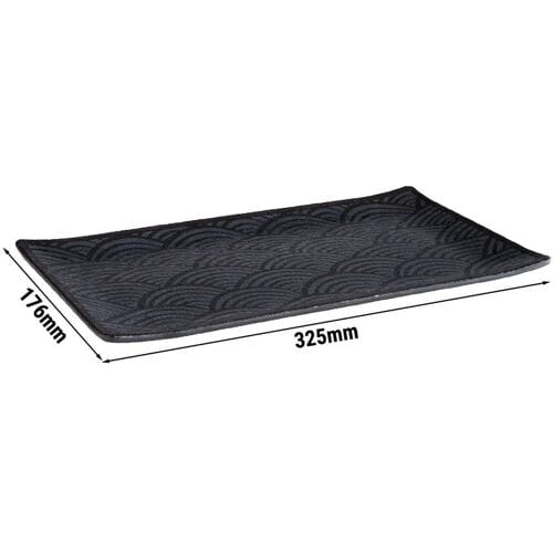 GGM Gastro (6 Stück) GN-Tablett 1/3 - DARK WAVE - Melamin - Höhe: 20mm - Schwarz