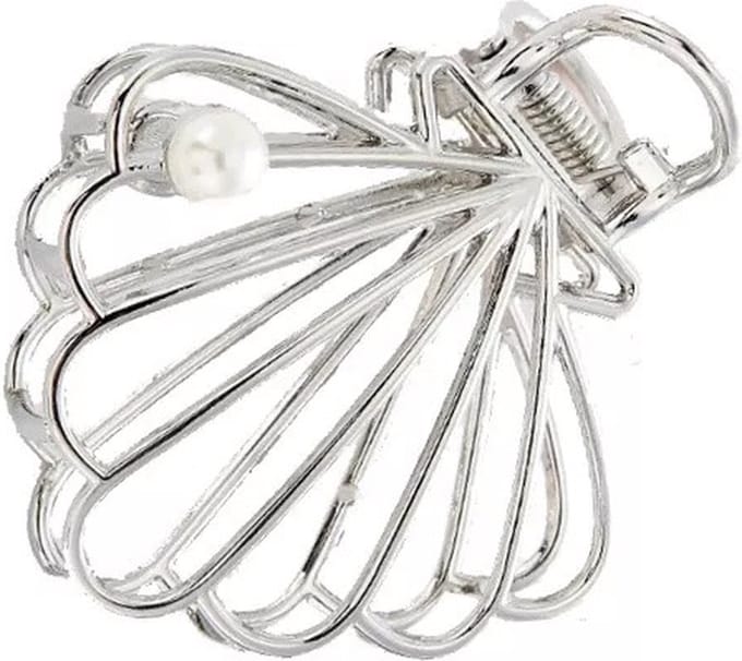 Emilie collection - haarklem - zilver - schelp - geometrisch metaal