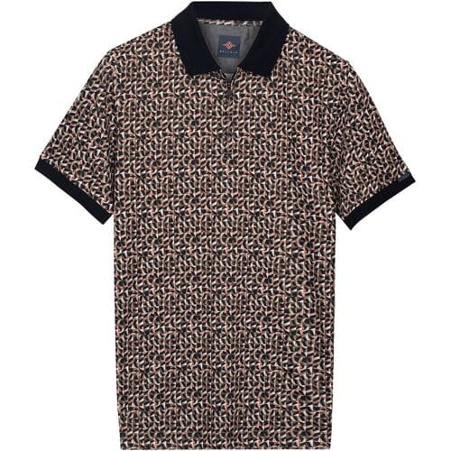 Baileys Polo Half Zip Allover Mosaic Pattern Taupe / male