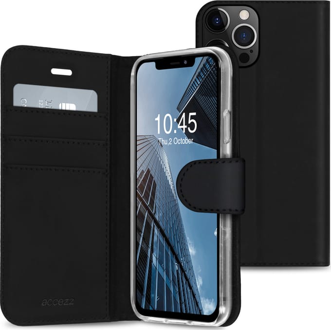Accezz Hoesje - Geschikt voor Apple iPhone 13 Pro - Wallet Softcase Bookcase - Zwart