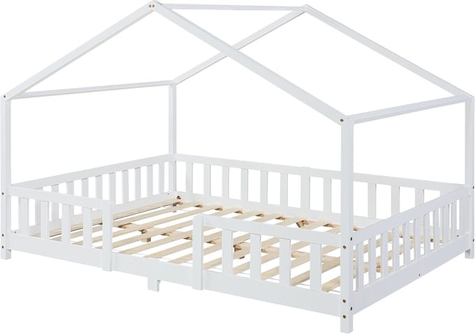 Kinderbed Treviolo huisbed 140x200 cm wit [en.casa]