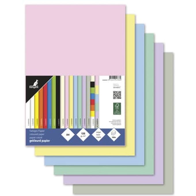 Kangaro papier - A4 - 120 grams - pastel assorti - 100 vel