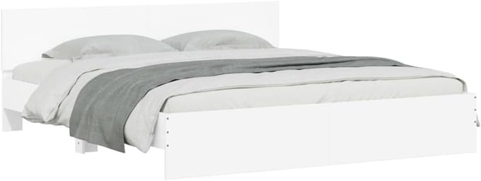Bedframe met hoofdbord - Slaapkamer meubel - Rustgevende slaap - Robuuste constructie - 200x200cm - Wit