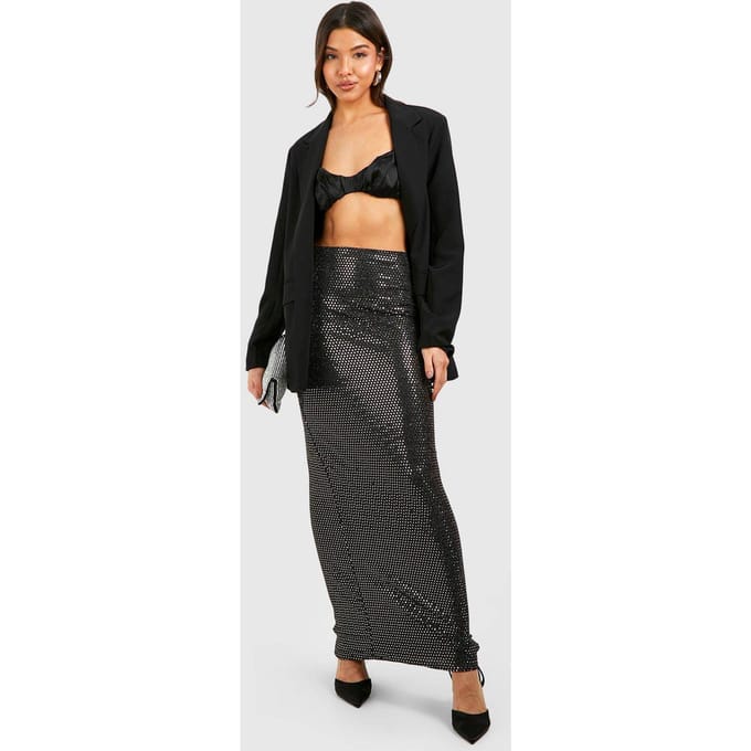 boohoo Dames Pailletten Maxi Sliprok | Gold | Maat: 8