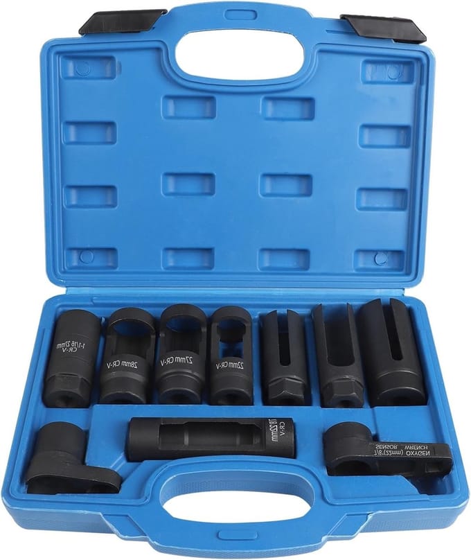 Complete Set van 10 Lambda Probe Sleutels en Steeksleutels voor O2 Sensoren en Lambda Probes, Inclusief 22mm en 27-29mm Maten