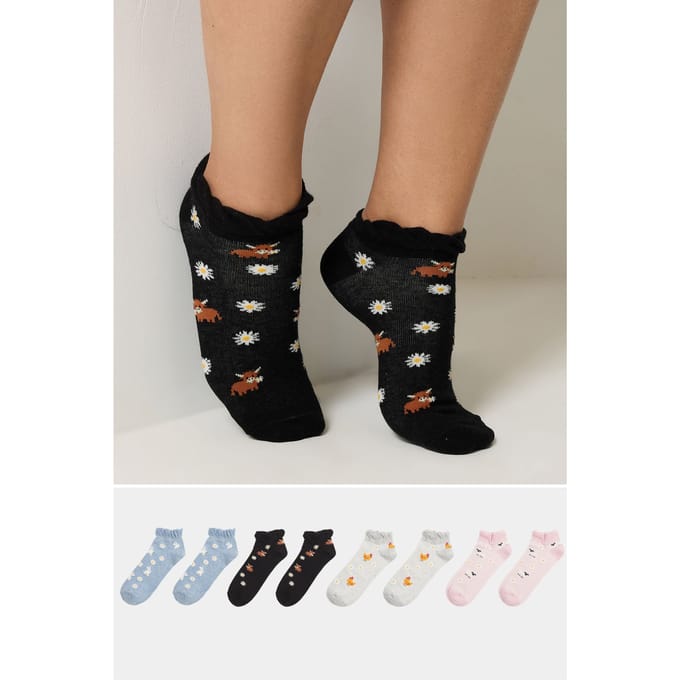 Yours Yourset 4Pack Roze Sneakersokken Met Boerderijdierenprintsize 41-44