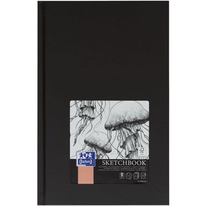 Oxford schetsboek - A5 - 96 vel - 100g papier - harde kaft - zwart
