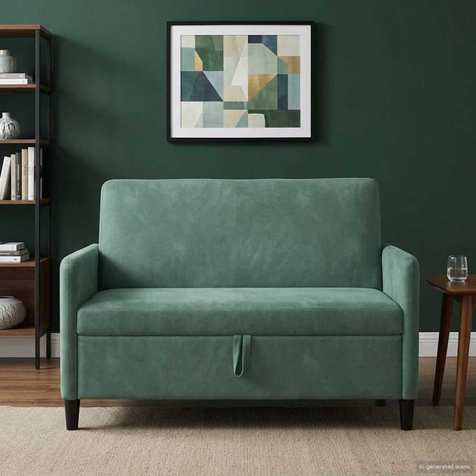 vidaXL Bank met opslag Zeegroen 122 x 78 x 87 cm Polyester