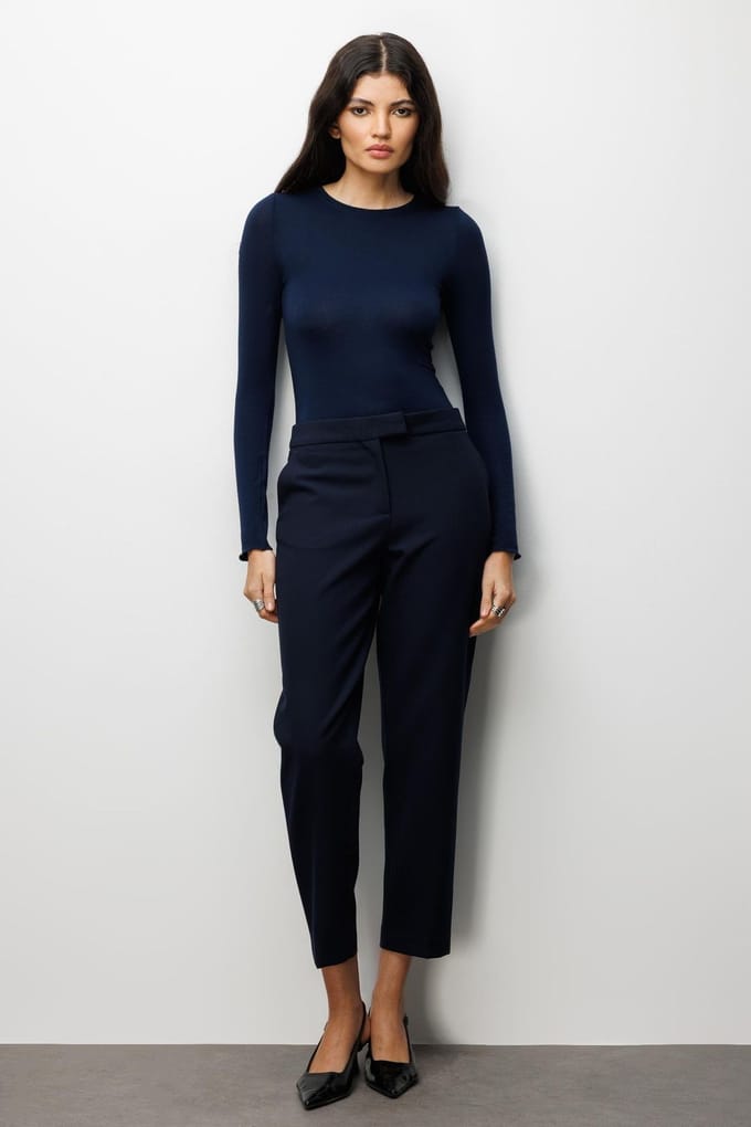 Slim Fit Lange Mouw Crew Neck Blouse