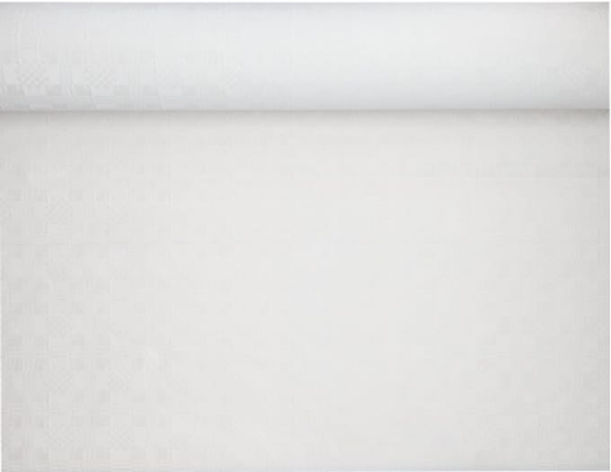 6x Tafelkleed papier met damastprint 50 m x 08 m wit