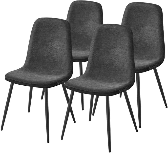 VASAGLE - Eetkamerstoelen - Set van 4 - Metalen Poten - Verstelbare Voeten - Gemakkelijk te Reinigen