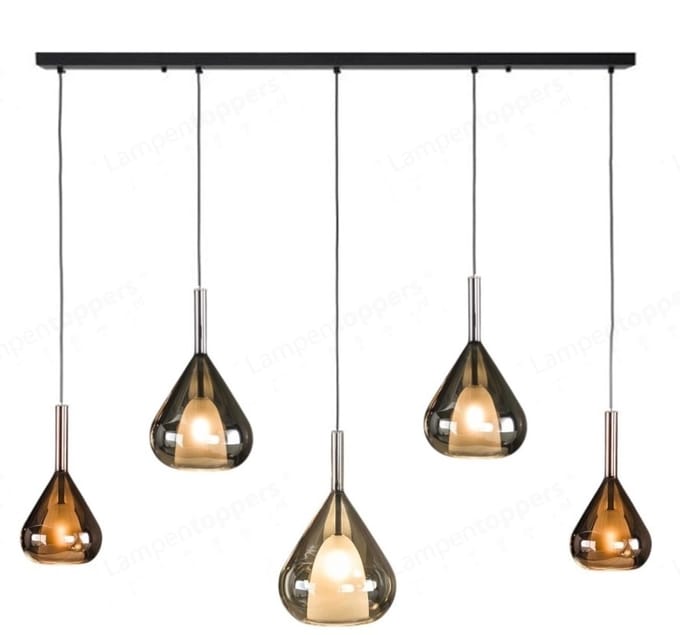 Hanglamp Wings Zwart Mix Glass 5 Lichts