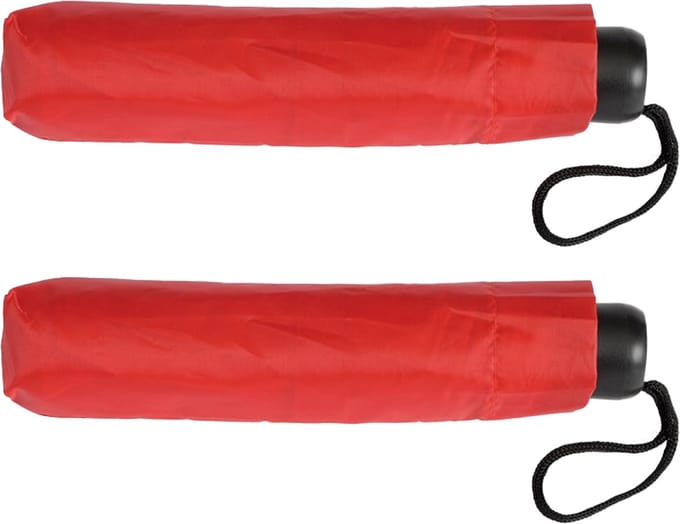 Paraplu - 2x - opvouwbaar - rood - D96 cm - compact formaat