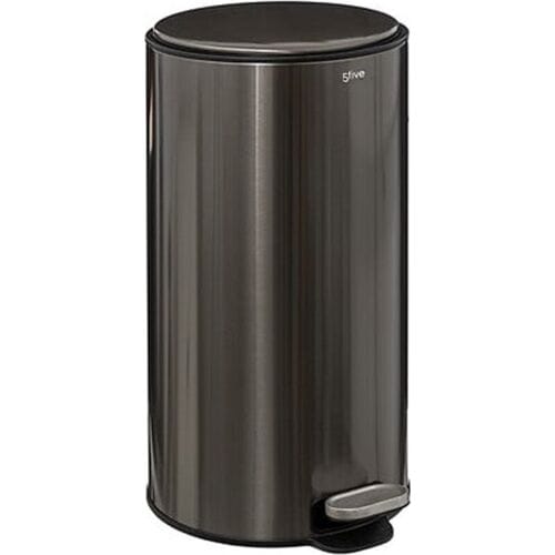 5five Prullenbak Huishoudelijk Afval - 30 Liter Rookgrijs - Carbon Delta Metalen Vuilnisbak Voor Keuken en Huis
