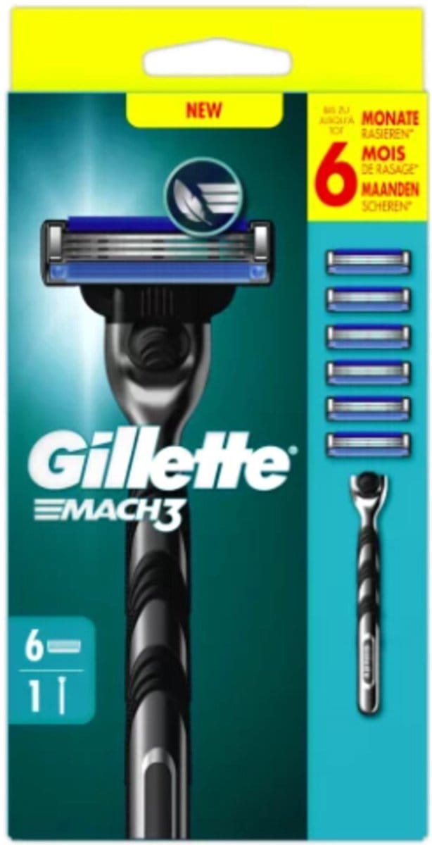 Gillette Scheersysteem + Navulmesjes Mach3 - 1 stuk + 6 navulmesjes