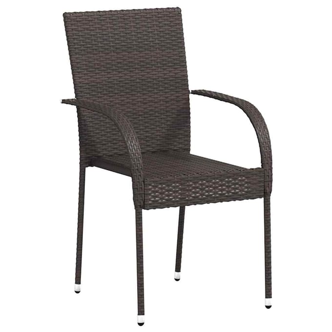vidaXL - Tuinstoelen - stapelbaar - 4 - st - poly - rattan - bruin