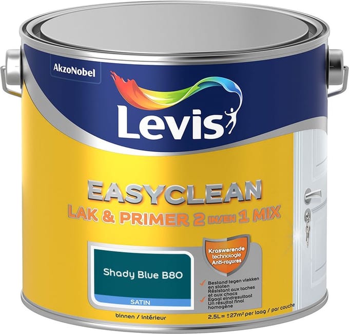 Levis - Easyclean Lak & Primer 2-In-1 Mix - Shady Blue B80 - Mengverf - 2,5 L