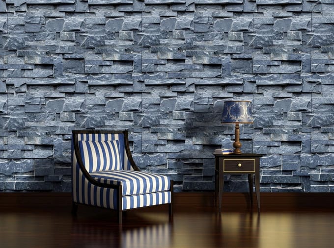Stones blue wallcovering