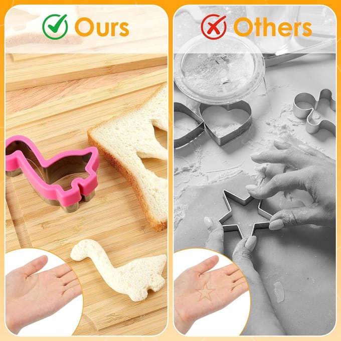 Dinosaurus Koekjesvorm - Sandwich Snijders - Creatief Bakken - Met Handbescherming - 33cm Set